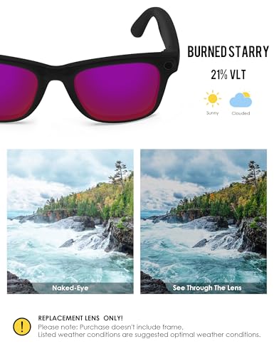 Image of BLAZERBUCK Photochromic Replacement Lenses Compatible with Ray-Ban Meta Wayfarer RW4008 | RW4012 (Gen 2) 53mm Smart Glasses