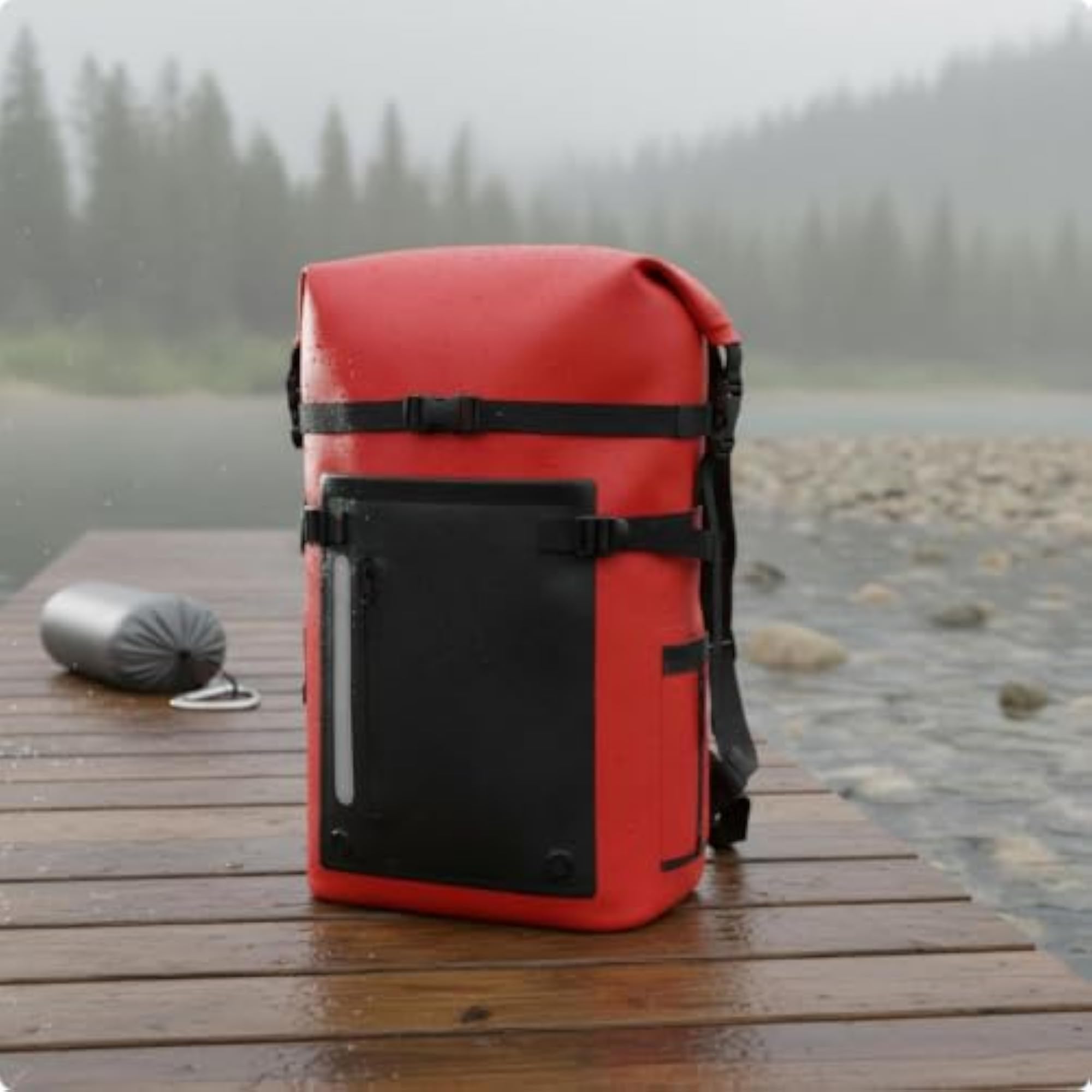 Waterproof Dry Bag Backpack, Multi-Use Outdoor Gear, Orange Black, 30L
