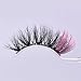 Black and Pink False Eyelashes with Color Glitter, 1 Pair Eye Lashes for Women, Highlight on the end Fake Lashes, Black Pink Color Lash Strip