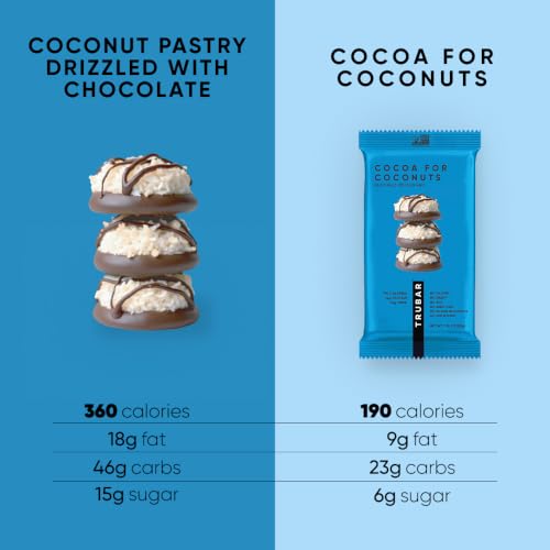 Image of TRUBAR Vegan Protein Bar, Cocoa For Coconuts, Gluten Free, Plant Based Protein, Dairy Free, Non GMO, Soy Free, No Sugar Alcohols, 12G Protein, 12G Fiber, 23G Carb, On the Go Snack Bars, 12ct