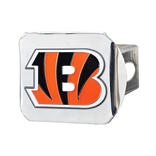 Fanmats - 22546 Nfl Cincinnati Bengals Metal Hitch Cover, Chrome, 2" Square Type Iii Hitch Cover , Orange #TOP11