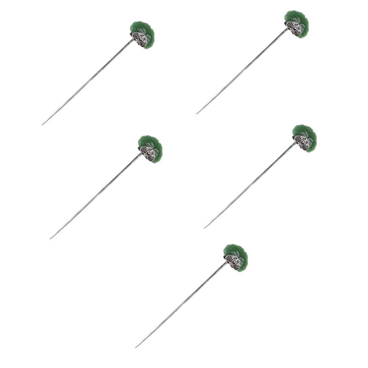 FOMIYES 5 Piezas De Palillos Para El Cabello De Ágata Para Mujer Accesorio Chino Para El Cabello Pasador Para Moño Diseño Floral Palillos Negros Para Moños.