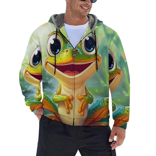Sudadera de polar con capucha de rana, abrigo grueso de manga larga para el invierno