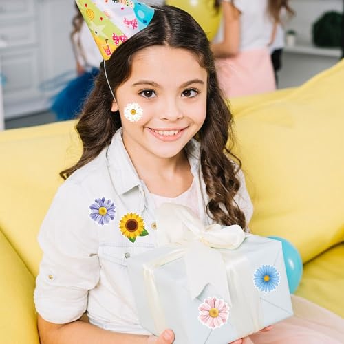 NISENTIA Sticker Blumen, 1000 Stück/2 Rolle Aufkleber Blumen Sticker Prilblumen Aufkleber Blumensticker zum Aufkleben Blumensticker Frühlings Sommer Blumenaufklebers für DIY Handwerk Scrapbooking