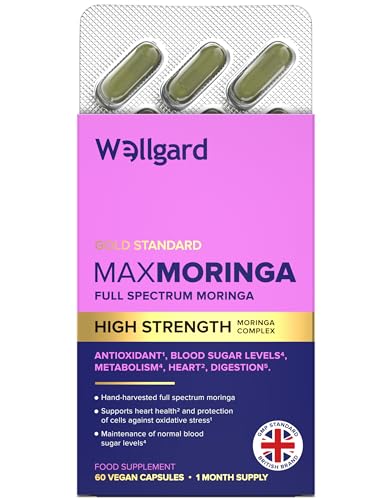 Wellgard Moringa Capsules - Supports Blood Sugar Balance, Heart & Digestive Health, and Metabolism, 60 Vegan Capsules