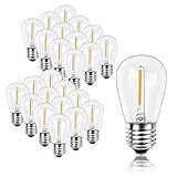 1W S14 LED Light Bulb - Truly Warm 2200K Dimmable Clear Glass E26 Base for Outdoor String Lights - 11W Incandescent Bulb Equivalent - Edison Cafe Ambience Glow 25 Pack - UL Listed