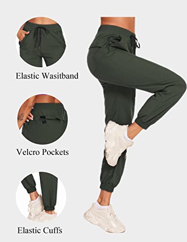 Onbay Women's Hiking Cargo Pants Lightweight Athletic Jogging Pants Elastic Waist Outdoor Casualwear #TOP1