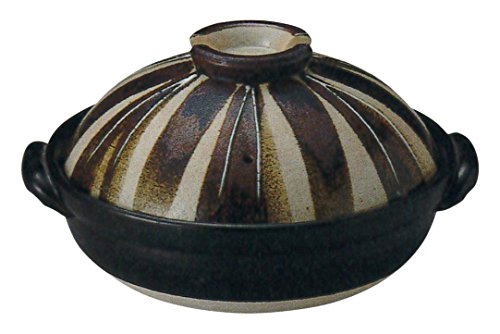 Image of CtoC JAPAN Select 39-13870/2-979357 Earthenware Pot, Brown, No. 8 Pot, 10.0 inches (25.5 cm), 0.6 gal (1.6 L), Direct Fire, Microwave, Oven Safe, Banko Ware
