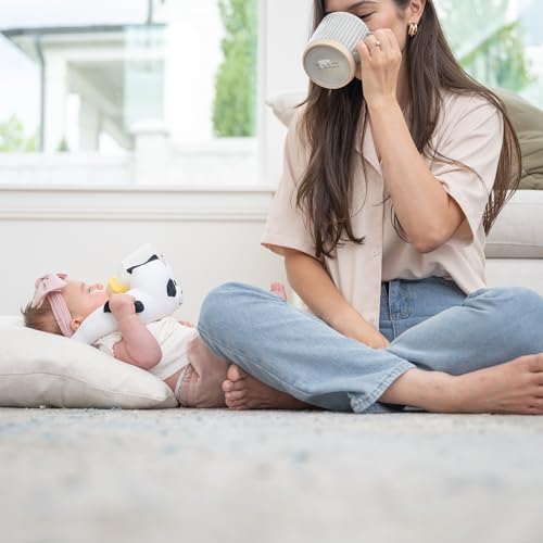 Self Feeding Baby Bottle Holder Cushion - Adjustable Hands Free Bottle Propper for Baby Boy & Girl- Portable Soft Bottle Feeding Pillow for Newborn with Side Handles & Cotton Storage Bag