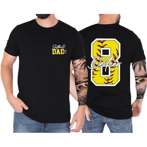 NAZENTI Personalized Softball Dad Shirts for Men, Custom Softball Dad Outfits, Tball Papa T-Shirt, Sweatshirt, Hoodies, Fathers Day, for Softballs Papa, Grandpa 1