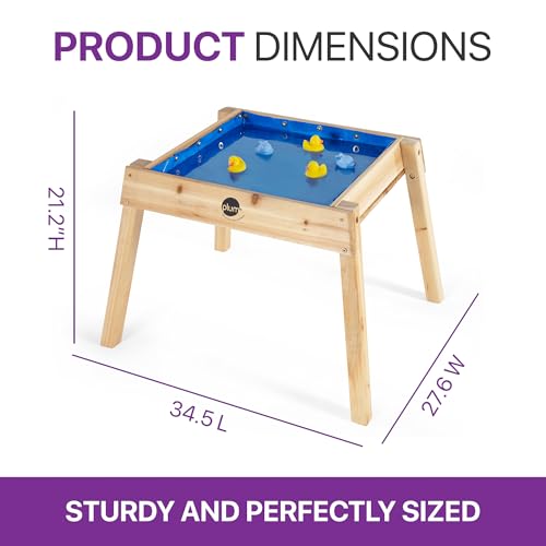 Plum® Wooden Sand and Water Table with Cover - Toddler Sensory Toys, Summer Outdoor Games for Kids, Backyard Build & Splash Activity, Sturdy Sandbox Playset, Weatherproof, Easy to Clean, Age 2+ Years by Plum - Image 6