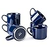 14 oz coffee mugs set of 6 stackable ceramic mugs for men women modern coffee mugs for lattecappuccinohot cocoa dishwasher microwave safe navy blue  urban country home decor