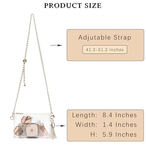 Image of YGR Womens Clear Bag for Stadium Events PVC Small Crossbody Purse for Concert, Party Sports Stadium Approved Present