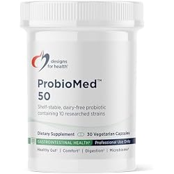 Designs for Health ProbioMed 50 - Probiotics for Digestive Health - 10 Strains with Lactobacillus acidophilus Probiotic + Lactobacillus rhamnosus - Gut Health + Immune Support Supplement (30 Caps)