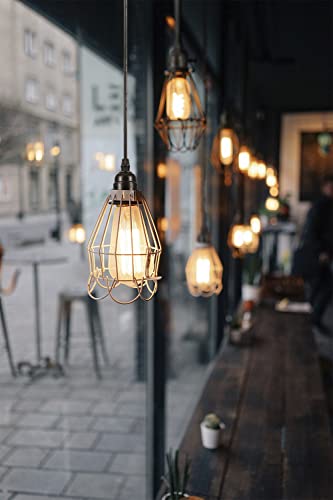 Vintage Plug In Hanging Light Kit, Gladfresit 2 Pack 12 Ft Industrial Pendant Lighting E26 Lamp Socket Black Cord With Dimmable On/Off Switch Plug-In Lamp Fixture For Bar Cafe Store #TOP4
