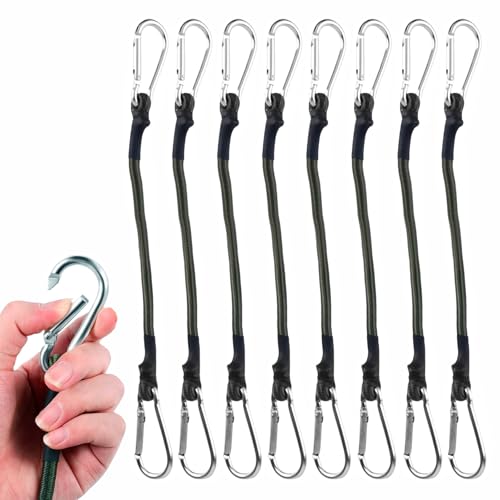 LSRVNM 8 Piezas Goma Tensora con Mosquetón, 30cm Fuerte Tensor de Equipaje, Elástica de Equipaje con Mosquetón, para Asegurar Equipajes, Bacas, Campamentos, Motos, Lonas