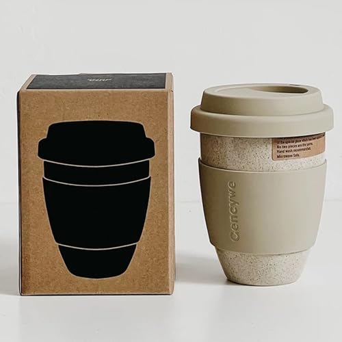 Gencywe Ceramic Travel Mug with Silicone Lid, 15 oz