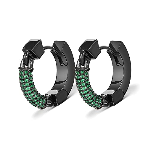 Helloice Hoop Earrings Iced Out Cubic Zirconia Huggie Cartilage Cuff Diamond Hypoallergenic 18K Gold Plated Round Circle Earrings Hoop Earrings 5A Cz Stones Lightweight For Men #TOP14