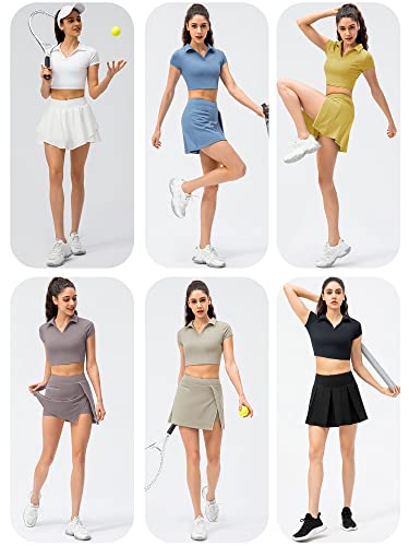 Camiseta esportiva feminina crop tops manga curta camisas finas para corrida tênis golfe treino POPQ