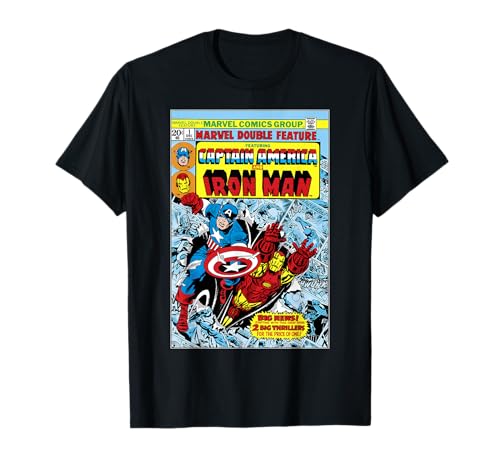 Image of Marvel Double Feature Captain America & Iron Man Comic Cover T-Shirt