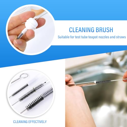 YAPKOLV Edelstahl Reagenzglasbürsten-Set, 10-teilig (schwarz), für Strohhalme, Flaschen, Milchrohre, Nylon, für Reagenzgläser, Teekannen, Getränke, Strohhalme
