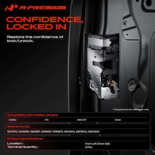 Image of A-Premium Front Left Driver Side Door Lock Actuator Compatible with Cadillac STS 2005-2011 Sedan