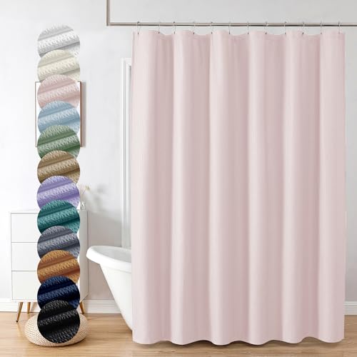 OVZME Berry Pink Shower Curtain, Kids Bathroom Curtain 72 Inch Long, 3D Embossed Fabric Waffle Shower Curtain, Luxury Hotel Quality Bathroom Curtain, 72 x 72 Inches
