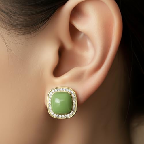 Image of ECLATS Green Stud Earrings for Girls and Women