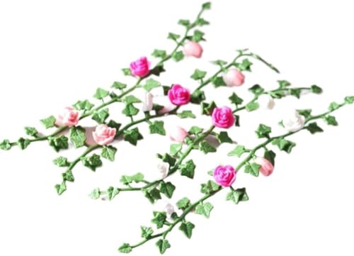 1Pc Colorful Mini Simulation Flower Strips and Vines Micro Landscape, 1:12 Miniature Model Garden Scene Props Decoration, Dollhouse Decoration Accessories, Décor