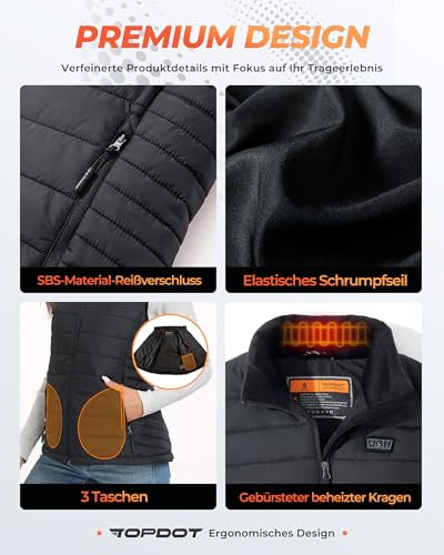Beheizbare Weste für Damen mit Powerbank 7.4V und 10 Heizzonen