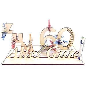 Geldgeschenk, 60. Geburtstag, Holzzahl, Glückwunsch, Alles Gute zum Geburtstag