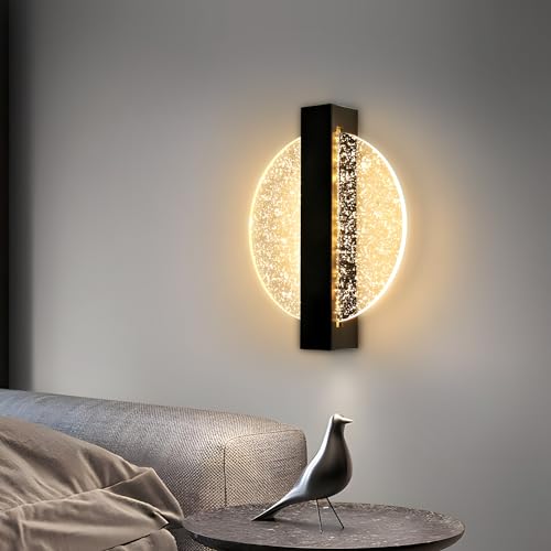 Aplique de pared interior LED 12W Comely negro redondo lámpara moderna 3000K 7