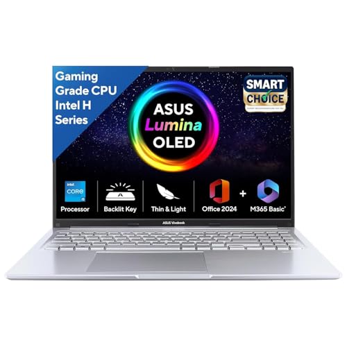 ASUS Vivobook 16,Smartchoice, 13th Gen, Intel Core i5-13420H,16GB RAM,512GB SSD,FHD, OLED,Win 11,M365 Basic (1Y),Backlit Keyboard,Office 2024,Silver,1.88 kg,X1605VA-SH1952WS, Thin & Light Laptop view 1
