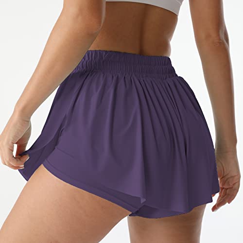 Image of Flowy Athletic Shorts for Women Running Tennis Butterfly Shorts Girls 2-in-1 Double Layer Quick-Drying Comfy Shorts