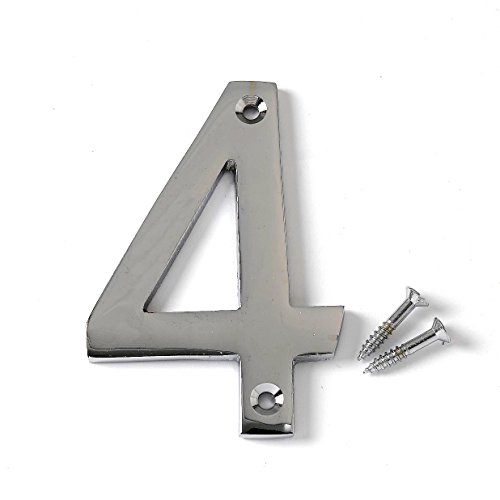 Bulk Hardware BH04331 Chiffre en Laiton Chromé Numéro 4, 75 mm