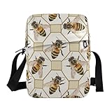 KLL Honey Combs Bee - Bolso bandolera de piel vegana para hombre, bolso cruzado de viaje para mujer