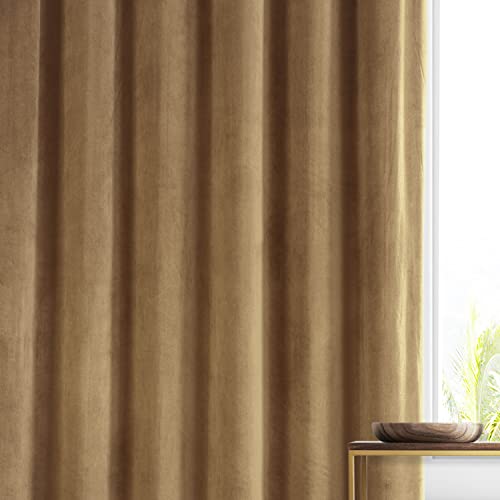 Image of HPD Half Price Drapes Signature Plush Velvet Blackout Curtains for Bedroom (1 Panel), 50W X 84L Hotel Black Out Curtains for Living Room, Thermal Insulated Blackout Curtains, Sweet and Spicy Rum