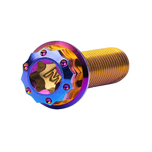 Image of Titanium Flange 12 Point Head M8 x15 20 25 30 35 40 45 50 55 60 65mm Screw Bolt Pack of 4 (M8x25mm, Burning Blue)