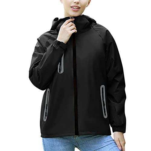 SNKSDGM Women's Raincoats Waterproof Hooded Windbreaker Lightweight Casual Outdoor Hiking