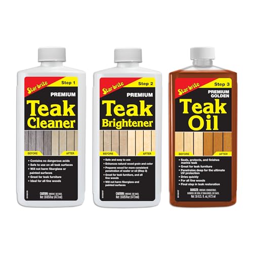 STAR BRITE Teak Care 3 Step Kit - Teak Cleaner + Teak Bright...