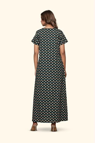 Image of NIHSAMAH Cotton Nighty for Women - Printed Stylish Night Gown, Comfortable Sleepwear Long Nightwear, Maxi