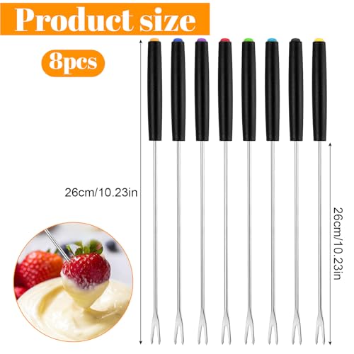 image for Prasacco 8 Pcs Stainless Steel Fondue Forks 10 Inches Fondue Sticks wi
