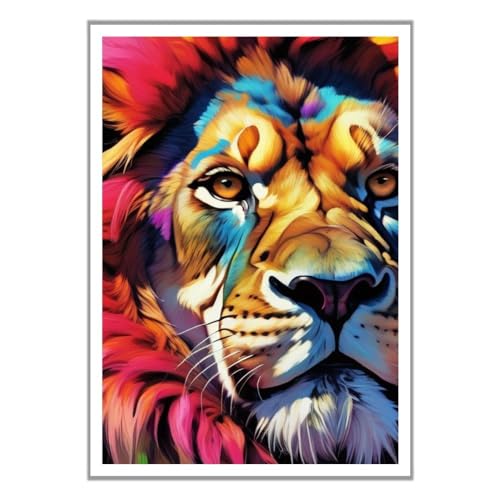 Quadro da parete Modern Pop Art Leone Arte su vetro acrilico con cornice in vetro acrilico 20 x 30 cm