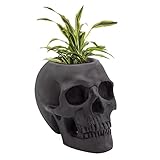 Esterno Black Skull Planter Pot, Horror Zombie Theme Decorative Mini Planter for Air Plants, Succulents, Cacti, and Carnivorous Plants