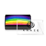 Kraze FX Dome Stroke - Bright Neon (25 gm), Water Activated, Professional UV Glow Blacklight Reactive Face and Body Painting Rainbow Cakes, Hypoallergenic, Safe, 1-Stroke Split Cake