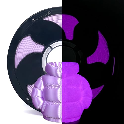 Image of Silk Glow in Dark Light Purple PLA 1.75mm 1kg Luminous 3D Filament FDM AMS | Shiny Smooth Finish Surface Luminous Purple Bright Night Light Printing Hide layer 1kg spool 2.2lb for Printer Bambu Snapmake