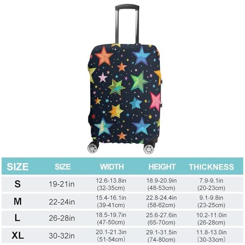 Simple Colorful Stars Luggage Cover, Washable Elastic Suitcase Cover Protector Fit 18-32 Inch Luggage2