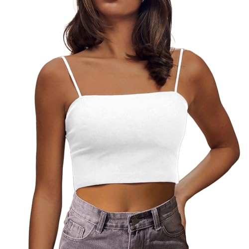 Women's Sexy Adjustable Spaghetti Strap Basic Cami Camisole Double Layer Tank Crop Tops