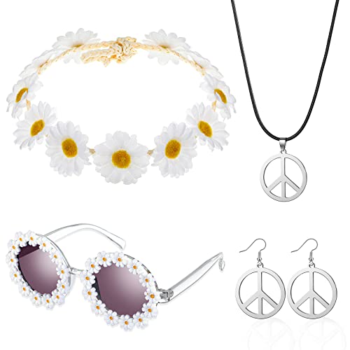 Aoriher Hippie Accessoires Damen für 60er 70er Jahre Hippie Schmuck für...