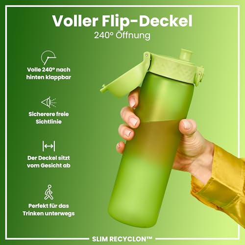 ion8 Trinkflasche, 500 ml, Auslaufsicher, Einhandöffnung, Sichere Verriegelung, Spülmaschinenfest, Tragegriff, Klappdeckel… – Ansicht 4